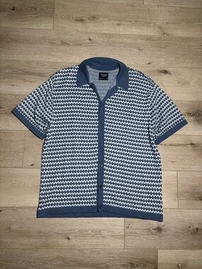 Mens Abercrombie and Fitch chevron knit button through sweater polo size XL